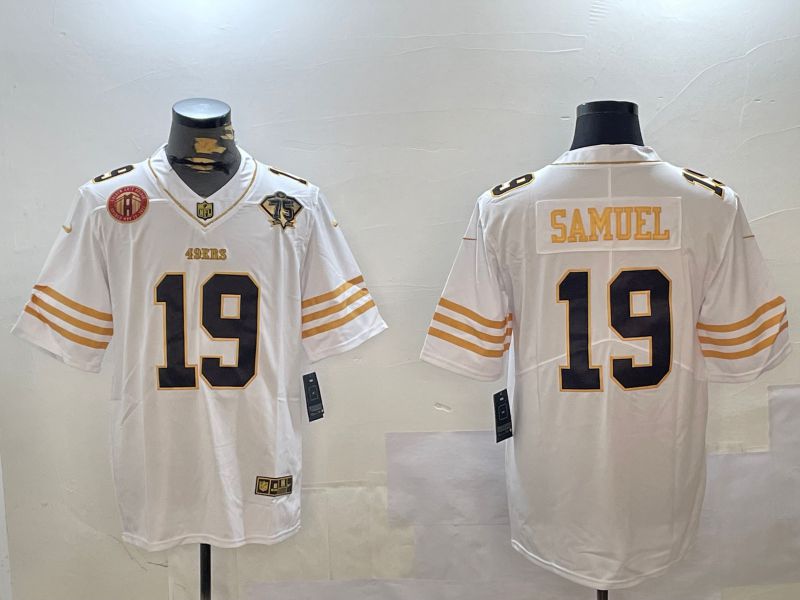 Men San Francisco 49ers #19 Samuel White Gold 2024 Nike Limited NFL Jersey style 12304